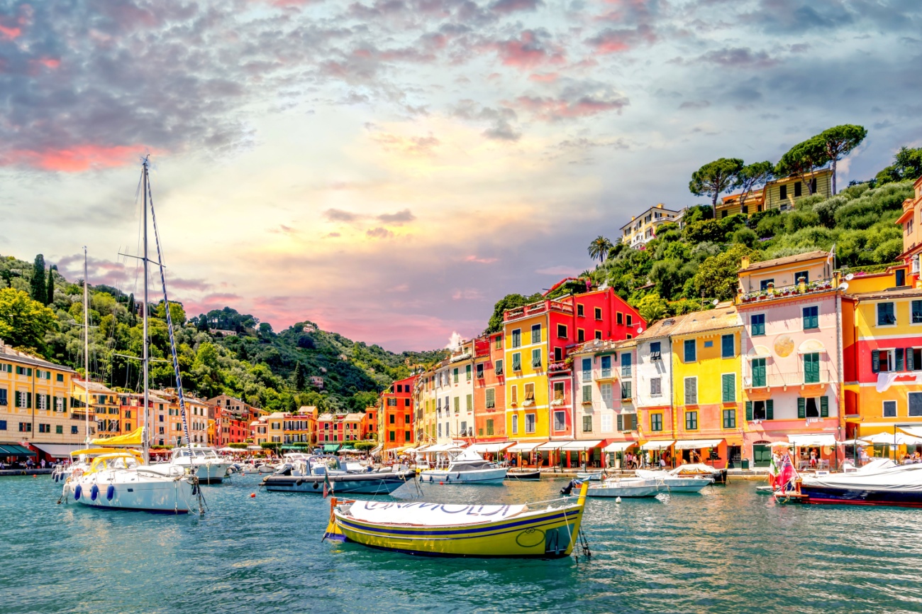 Colorful coastal town on the Italian Riviera